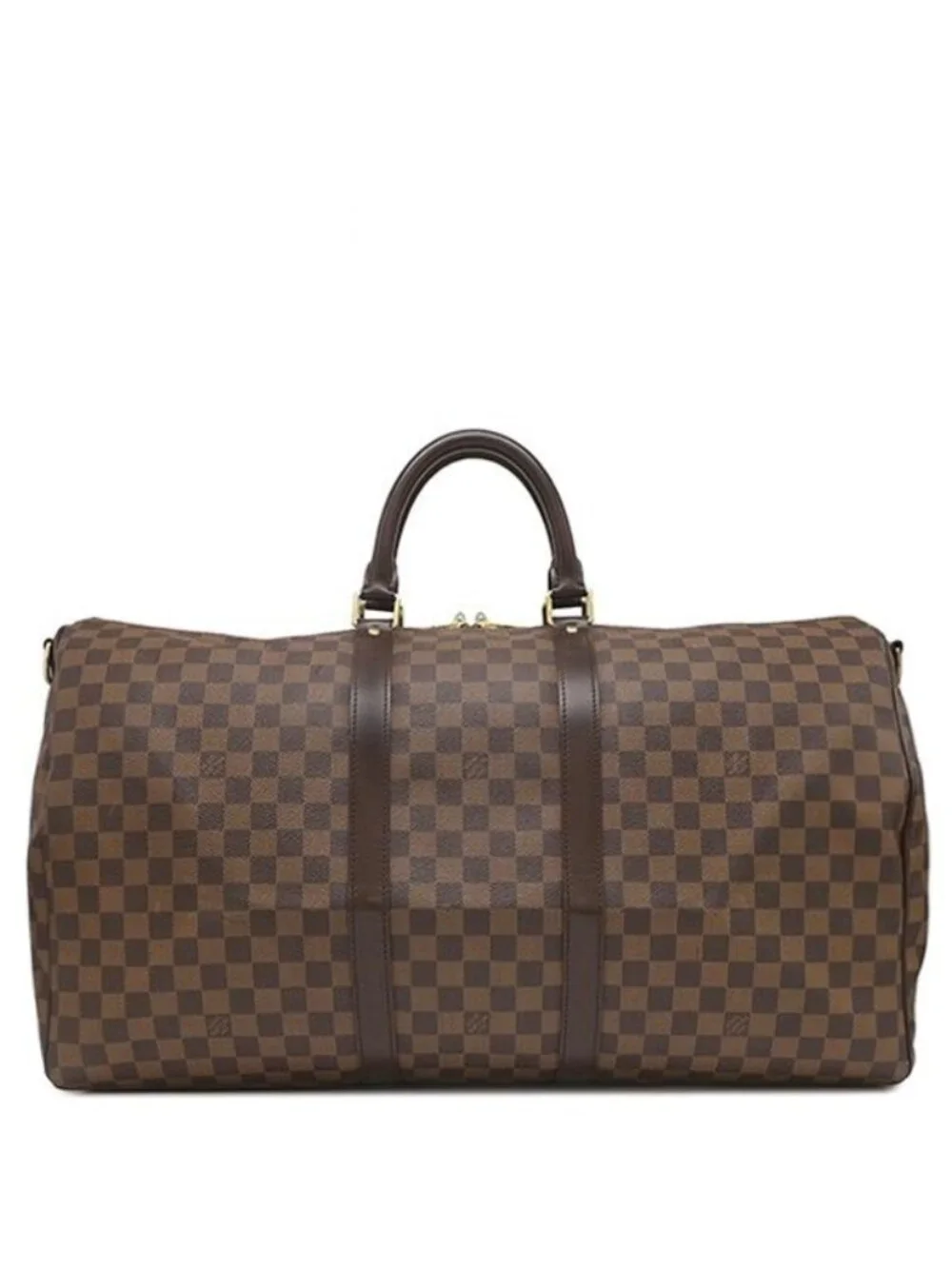 Louis Vuitton Boston Bag Keepall Bandouliere 55 Damier Canvas Ebene Gold Brown